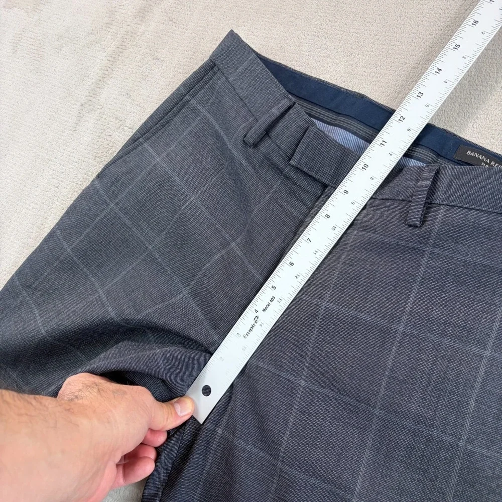 Banana Republic Slim Fit Dress‎ Pants Men 30x30 Grey Stretch Wool Windopane